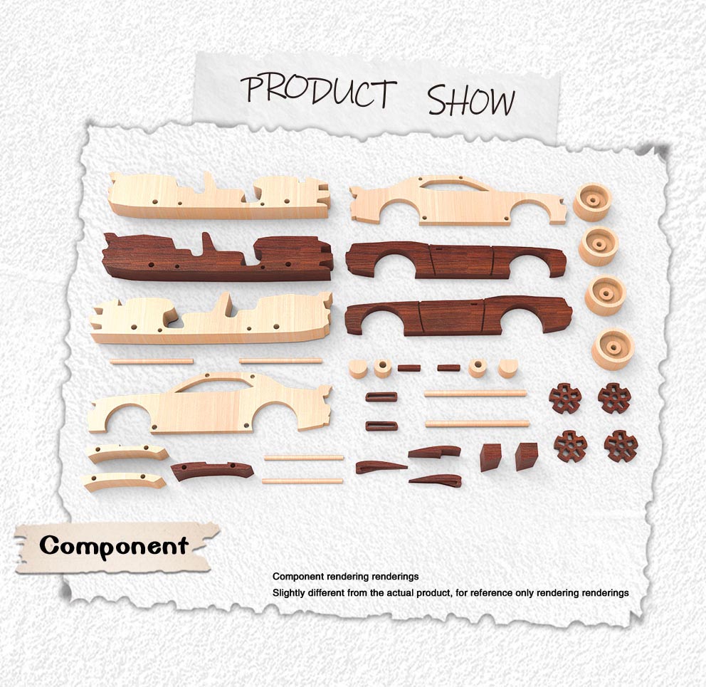 لعبة ألغاز سيارة تشالنجر الخشبية Wooden Challenger Car Puzzle Toy